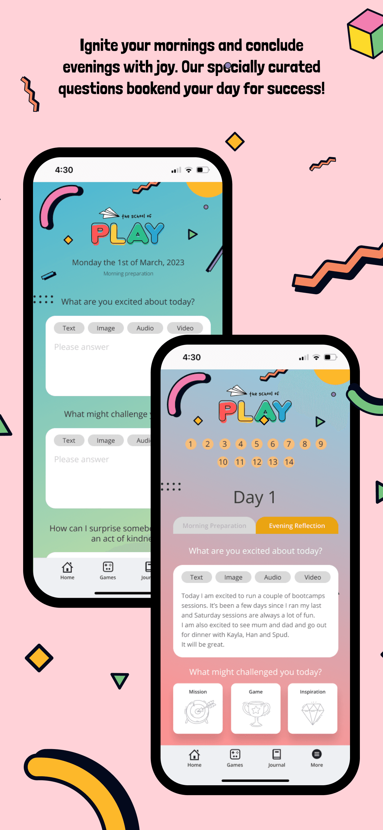 The School of Play app showing the daily family game library
